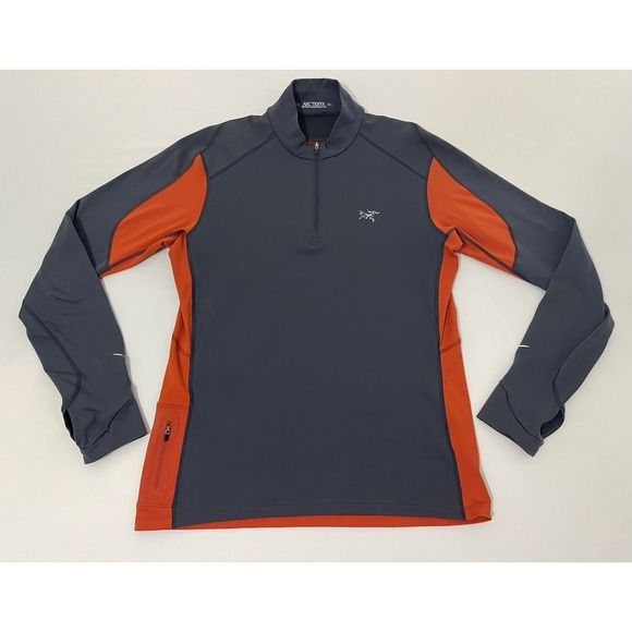 Arcteryx 1/4 Zip Neck Gray Orange Men's Base Layer Pullover Shirt Sz Large - Picture 1 of 9